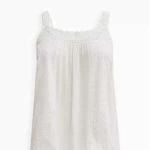 Torrid White Washable Gauze Flowy Crochet Trim Cami